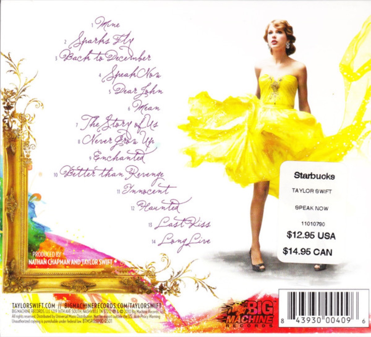 Speak Now, Funda / digipak de Starbucks