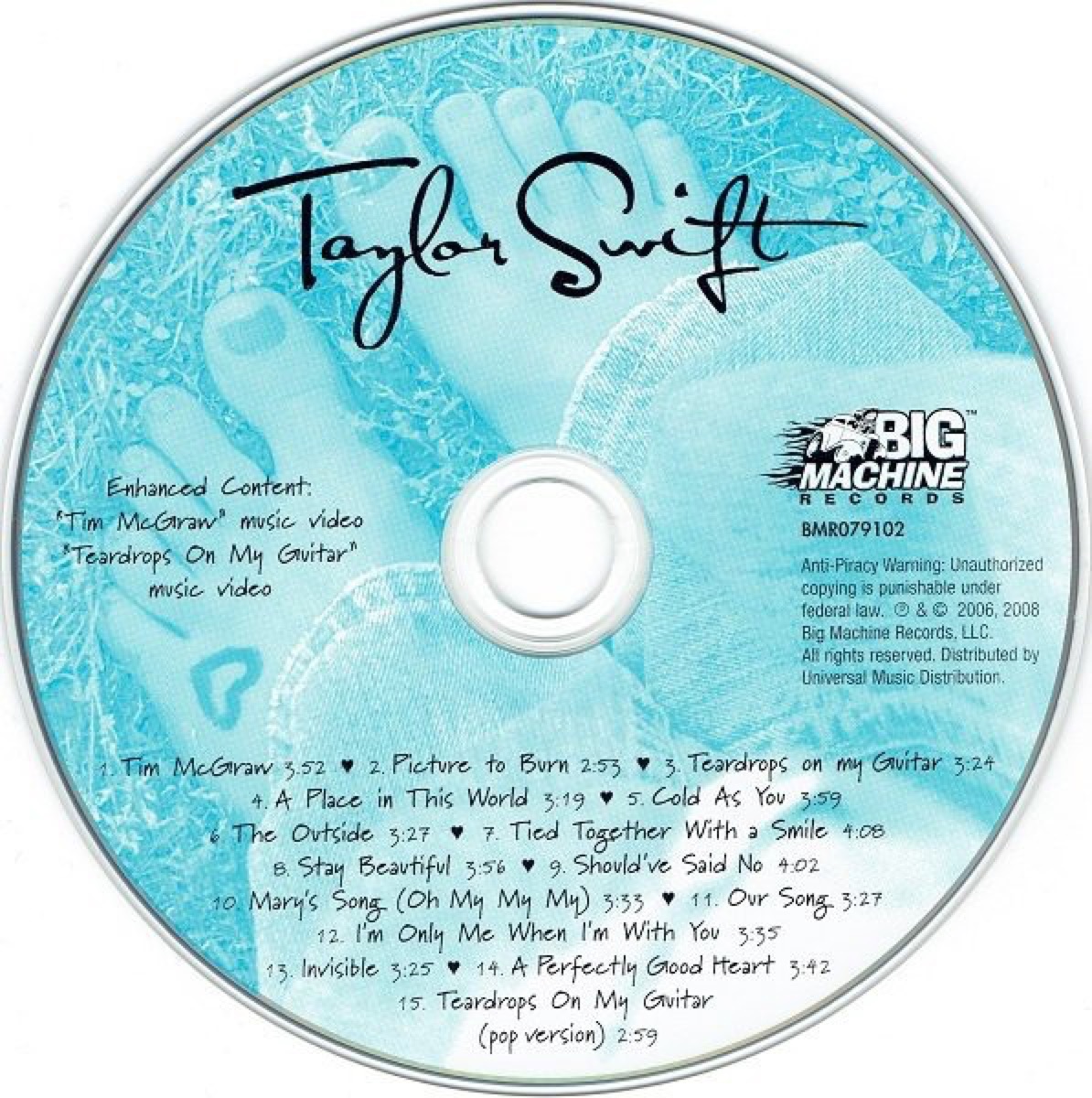 Taylor Swift, Edición de 15 pistas de Estados Unidos